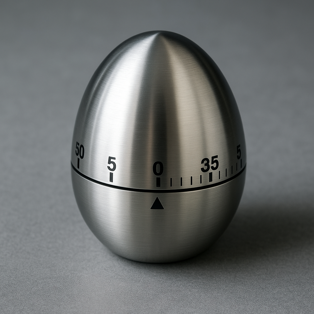Mechanische Eieruhr, Eiförmige Kurzzeitwecker, Timer Eiförmiger Timer aus Edelstahl, für die Küche bis 55 Minuten (Silber)