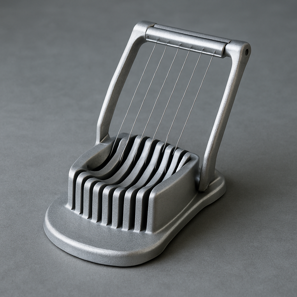 Eierschneider aus robuster Aluminium, Eischneidewerkzeug einzeln gespannte Schneiddrähte, Spülmaschinenfest und leicht zu reinigen, Eierteiler Spalten für Eier, Kiwi, Erdbeeren, Weiche Speisen