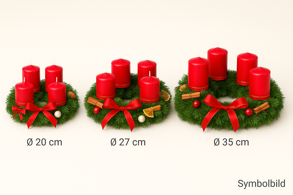 Adventkranz in rot gehalten – in verschiedenen Größen 