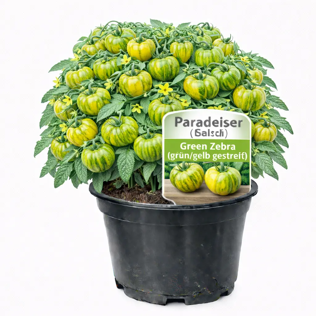 Paradeiser (Salat) Green Zebra (grün/gelb gestreift) (April)