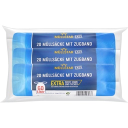 [290174] Müllsäcke mit Zugband 60lt. 3x20stk