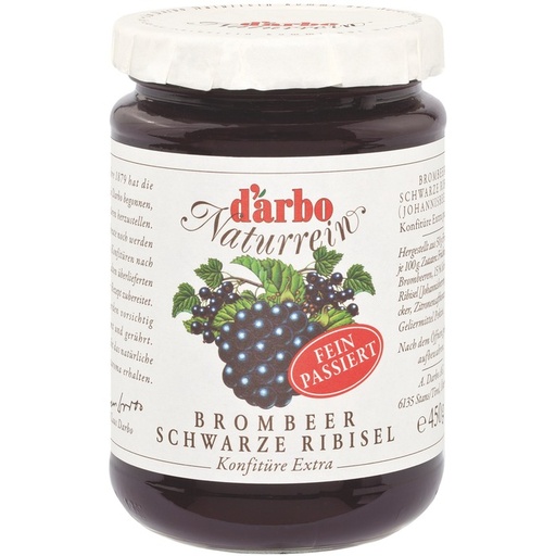 Darbo Naturrein Brombeere Schwarze Ribisel Konfitüre Etxra, passiert, 50% Fruchtanteil 450g